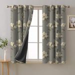 SPACES DRAPE STORY Premium Polyester Blackout Curtains - 95-98% Light Blocking - Digital Printed Floral - Heavy Fabric, Set Of 2-5Ft Opaque Window Curtains, Slate Grey