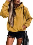 SHEWIN Womens Hoodie Pullover Long Sleeve Solid Fleece Fashion Hoodies Sweatshirts Cozy Lightweight Fall Oversized Sweatshirt for Teen Girls,US 16-18(XL),Yellow