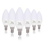 Simba Lighting LED Candelabra Light Bulbs B11 (C37) Candle Shape E12 Base | Decorative 6W 60W Replacement 110V, 120V for Chandelier, Ceiling Fan, PC Cover, Non-Dimmable, Daylight 5000K, Pack of 6