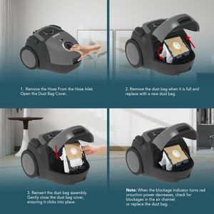 Akitas C5 Bagged Vacuum Cleaner – 850W, HEPA, 9m Reach, Pet & Allergy, Wessel-Werk Head