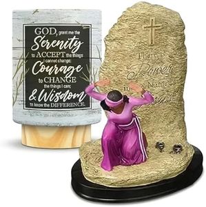 African American Expressions LED Flameless Candle Serenity + Power in The Name of Jesus Figurine