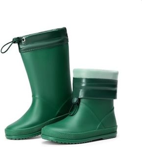DREAM PAIRS Kids Rain Boots Boys Girls Lightweight Boots Waterproof Easy-on Outdoor Playing Rain Boot Unisex-Child,Size 10 Toddler,Dark Green,SDRB2401K