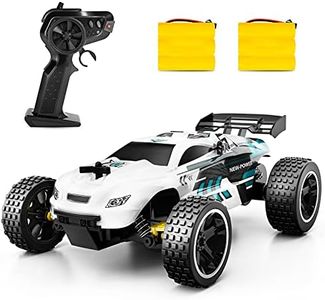 Tecnock RC Racing Car, 2.4GHz High Speed Remote Control Car, 1:18 2WD Toy Cars Buggy for Boys & Girls with Two Rechargeable Batteries for Car, Gifts for Kids (White)