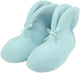 Forfoot House Slippers for Women, Woman's Comfy Cozy Plush Indoor Bedroom Boots Non Slip Home Shoes Light Blue Women Bootie Slippers Size 5-6
