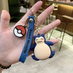 Penny Wise® Cute Pokimon 3D Keychain | Cute Keyring & Quirky Bag Charm | Hard Silicone, Unbrekable | Travel Essential | Kids Friendly | Comes With A Strap & Bag Hook | Single Piece. (Snorlax)