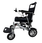 ESLEH Travel Wheel Chair with weight 18kg I Electromagnetic Brake| Regular Electric Foldable Wheelchair| Wheel chair for Old people| Attendant Controller| Aluminium alloy Frame (Black)