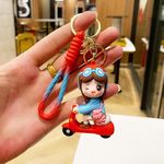 GRACIOUS MART Silicone Keychains Are Small, Decorative Items Character Cartoon Keychains And Keyrings Set For School Bags, Bike, Car Birthday Gifts (Scooty Blue Girl)