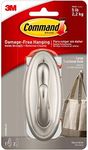 Command 5 lb Large Brushed Nickel Color Hooks, 1 Hook and 2 Command Strips, Damage Free Coat Hooks with Adhesive Strips, Traditional Hooks for Hanging Christmas Decorations