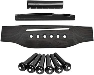 EMVANV 6 String Acoustic Guitar Wooden Bridge, Wooden Guitar Saddle Nut Slotted with 6 Bridge Pins Set Guitar Pin Guitar Nut Guitar Up Saddle for Improve Guitar Sound Quality
