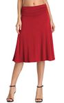 Urban CoCo Women's Ruched Waist Stretchy Flared Yoga Skirt (Large, Red)