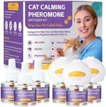 9-in-1 Advanced Cat Pheromone Calming Diffuser (3 Plugs+6 Refills), Relieve Anxiety, Help Reduce Fighting, Spraying & Scratching, Drug-Free & Odorless Safe Relaxation Solution, 180 Days