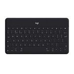 Logitech Keys-To-Go Wireless Bluetooth Keyboard For iPhone, iPad, Smartphone, Tablet, Windows, Apple TV, Ultra-Thin, Ultra-Light, Short-Cut Keys, QWERTY UK Layout - Black