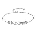 Aurora Tears Infinity Spiral DNA Double Helix Chemistry Science Stud Adjustable Bracelets 925 Sterling Silver Biology Molecule Charm Bracelet for Medical School Student DB0117W