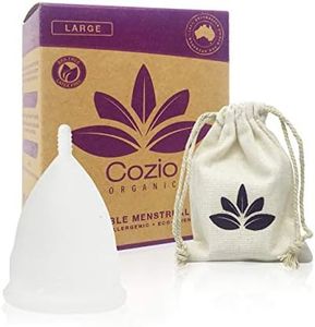 Cozio Menstrual Cup (Aussie Owned) - Soft and Flexible Moon Cup - Comfortable Fit - Wear for 12 Hours - BPA & Latex Free - Size: Large