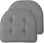 Sweet Home Collection Chair Cushion Memory Foam Pads Tufted Slip Non Skid Rubber Back U-Shaped 17" x 16" Seat Cover, 2 Count (Pack of 1), Grey