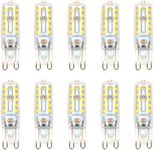 10 x G9 LED Light Bulbs, G9 Bi-Pin Base 5W (40W Halogen Bulb Equivalent) Warm White, Non Dimmable, 6000K LED Bulbs for Landscape Ceiling Under Counter Puck Lighting, Clear Cover