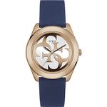 Guess Silicone Twist Analog White Dial Women's Watch - W0911L6, Band Color-Blue