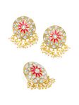 Zaveri Pearls Gold Tone Embellished With Kundan & Meenakaari Earring & Finger Ring Set For Women-ZPFK7796