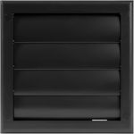 ECOPRO VENT Plastic 4" Black Dryer Vent Cover with Flange - Exhaust Ventilation Grille with Shutters - Louvered Air Vent for Bathroom, Kitchen, Garage Various Ventilation Systems Ø3.9" / 7.5" x 7.5"