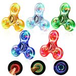 SCIONE Glow in Dark Fidget Spinner LED 5 Pack, Crystal Light Up Fidget Toys for Pass the Parcel Prizes, Party Bag Fillers and Gifts,Anxiety & Stress Relief Hand Spinner for Kids & Adults