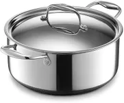 HexClad Hybrid Nonstick Dutch Oven, 5-Quart, Stainless Steel Lid, Dishwasher-Friendly and Oven-Safe Up to 900°F, Induction Ready, Compatible with All Cooktops