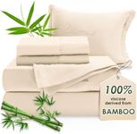 Luxury Sheets 100% Viscose Derived from Bamboo, 4pcs Cooling Sheet Set for Hot Sleeper, California King Size Bedding, 16" Deep Pocket, Ivory