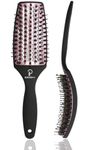 INATEKPRO Hair Brush - Medium Paddle Detangler Brush with Ceramic Plate for Faster Blow Drying - Professional Curved & Vented Boar Bristle Hair Brush for Wet, Dry, Curly, Thick, and Straight Hair