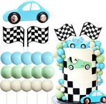 JeVenis Two Fast Cake Topper Race Car Cake Decorations Car Cake Topper Checkered Flag Cake Topper Growing Up Two Fast Birthday Decor For Birthday Decorations