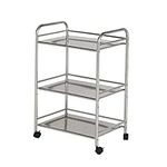 TUKAILAi 3 Tier Storage Trolley Rolling Cart,Stainless Steel Catering Utility Cart Serving Trolley with Handle and Wheels for Kitchen Living Room and Bedroom(350x600x750mm)