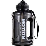 Ogetok 1.5L Large Water Bottle 50oz Black Water Jug, 0.4 Gallon Sports Gym Drink Container with Handle & Straw, Leakproof BPA Free Big Water Bottle to Ensure You Drink Enough Water Daily for Fitness