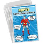 Acryls Uk Comic Book Archival Bags - 27 x 18cm Acid Free Crystal-Clear Sleeves - for Current & Modern Comics (100 Bags)