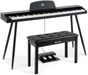 MUSTAR 88 Key Piano Keyboard with Piano Bench, Digital Piano 88 Semi Weighted Keys, Portable Electric Piano with Storage Stool, 3 Pedals, Built-In Speakers, USB/MIDI, Black