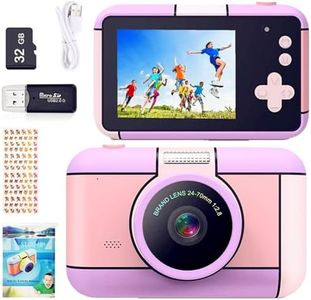 YunLone Kids Digital Camera Selfie Camera for Kids Children 3-10 Years 1080P FHD Video Camera Cam with 2.4” LCD, 32GB Card, 4X Zoom, Filters, Kids Camera Girls 3 4 5 6 7 8 9 10 Years (Purple)