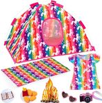 ZITA ELEMENT 8 PCS 18 Inch Girl Dolls Camping Tent Set Clothes and Accessories Including Doll Tentage, Doll Clothes, 2 Food Set, Sunglasses, Camera, Picnic Blanket and Bonfires