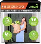 iGotTech UnBugs Reversible Magnetic Screen Door for Patio - Left OR Right Opening Keep Bugs Out, Breeze in Self-Seal Magnets Works with Pets Fits Sliding Doors up to 72 x 80 Inch Black