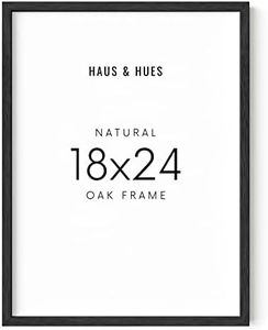 HAUS AND HUES Natural Black Oak 18 x 24 Picture Frame - 18x24 Poster Frame Black - 18 by 24 Frame, 18 x 24 Wooden Frame, 18 x 24 Poster Frame, 24x18 Poster Frame (Black Oak Frame)