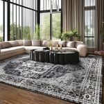 QD-Udreamy 6x9 Area Rugs - Machine Washable Rugs for Living Room, Area Rug with Non-Slip Backing, Stain Resistant Vintage Medallion Rug for Bedroom, Ultra-Thin Boho Large Area Rugs for Home Decor