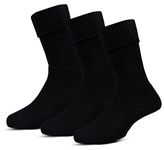 RC. ROYAL CLASS Women Calf Length Towel Terry Thick Woolen Winter Wear Socks, Cushioned Warm Thermal Socks For Women (Pack of 3 Pairs)(Black)