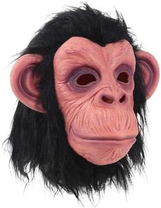 Black Chimp Mask Latex Full Head Mask for Halloween Costume Party Monkey Animal Mask, Large