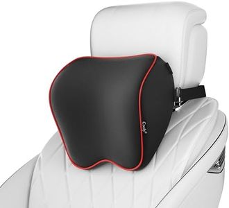 Crofy 2 Pack Car Neck Pillow, Softness Car Headrest Pillow for Driving with Adjustable Strap, 100% Memory Foam and Breathable Removable Cover, Comfortable Ergonomic Design (Red Side Rope)