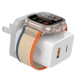 Apple Watch Charger, 20W PD Fast Charger with 3-in-1 Magnetic Wireless Charging for Apple Watch and Dual Ports, Portable USB C Wall Charging Block Compatible with iPhone, Apple Watch Series, White