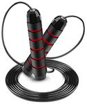 NA Alfya Skipping Rope Adult for Men Women, Speed Jump Rope for Fitness with Soft Memory Foam Handle Tangle-free Adjustable (RED)