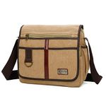 Sunsomen Canvas Messenger Bag Satchel Bag Crossbody Bag Shoulder Bag 14inch With Water Pocket, Khaki