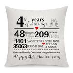 1st Marriage Gift 1 Year of Wedding Anniversary Throw Pillow Cover 1st Anniversary Keepsake Gift for Wife Husband Women Men Couples Families Anniversary Cushion Cover Throw Pillow Case (4th)