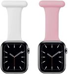 TheaPro Fob for Apple Watch Clip-On Strap Band 38/40/41/42/44/45mm, suitable for nurses, midwives, doctors, health care personnel, hikers, soft silicone for iWatch Series 8/7/SE/6/5/4/3/2/1 (White+Pink)