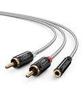 CableCreation 3.5mm to RCA Cable, 3.5mm Female to 2RCA Male Stereo Audio Cable Gold Plated for TV,Smartphones, MP3, Tablets, Speakers,Home Theater (0.75Feet/20CM)