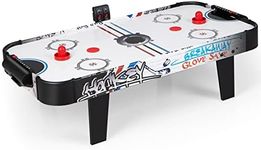 GYMAX Air Hockey Table, 42” Table Top Air Hockey with 2 Pucks, 2 Pushers, LED Scoreboard, Mini Air Hockey Arcade Table for Kids Adults, Game Room, Dorm Room, Club, Family Recreation Game