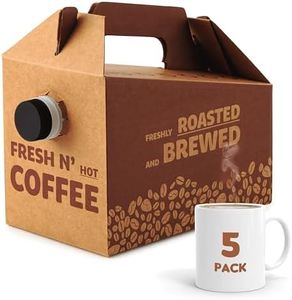 Stock Your Home (5 Pack) 96 oz Disposable Coffee Box Dispensers, Insulated Hot Cold Bulk Beverage Server Carafe, Coffee Carrier with Handle Take Out Containers, Cardboard Coffee Traveler To Go Boxes