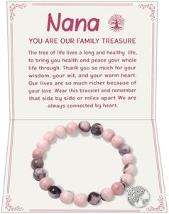 Unique Birthday Bracelet Gifts for Sister Aunt Mom Grandma Bestie Friend Daughter Girlfriend Wife Nana Coworker, 21st 30th 40th 50th 60th 70th Natural Stone Bracelets For Birthday For Women Teen Girls, 7.5 IN Thank you Nana gifts, Natural Stone grandma bracelet gifts, no gemstone