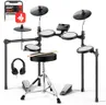 Donner Electric Drum Set, DED-70 Electronic Drum Kit for Beginner with 150 Sounds, 4 Quiet Mesh Pads, 9" Cymbals, USB MIDI, Type-C Charging, 2 Pedal, Throne, Headphones, Sticks, Melodics Lessons